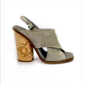 ☀️🍉👗Vince Helena Wooden Heel Suede Platform